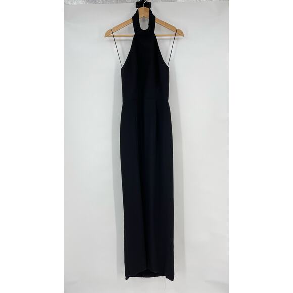 Amanda Uprichard | Queen Gown in Black Halter Neck Maxi Dress w/ Slit S - Picture 4 of 16